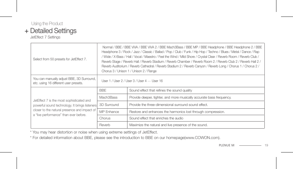 Detailed settings | COWON PLENUE M User Manual | Page 19 / 25