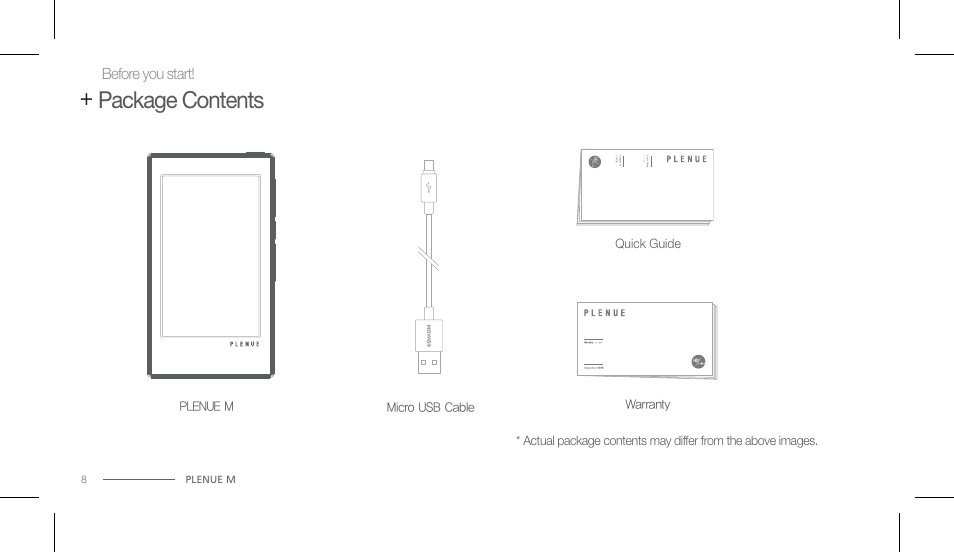 Package contents | COWON PLENUE M User Manual | Page 8 / 25
