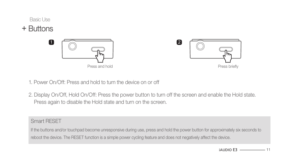 Buttons | COWON iAUDIO E3 User Manual | Page 11 / 28