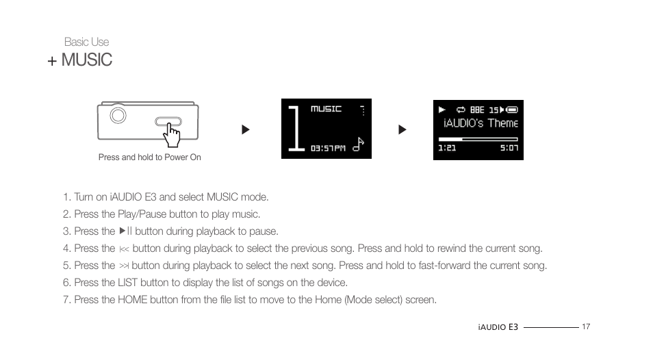 Music | COWON iAUDIO E3 User Manual | Page 17 / 28