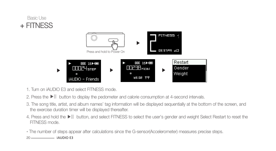 Fitness | COWON iAUDIO E3 User Manual | Page 20 / 28