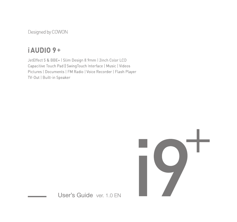 COWON iAUDIO9+ User Manual | 44 pages