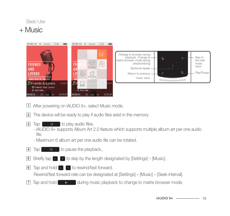 Music, Basic use | COWON iAUDIO9+ User Manual | Page 19 / 44