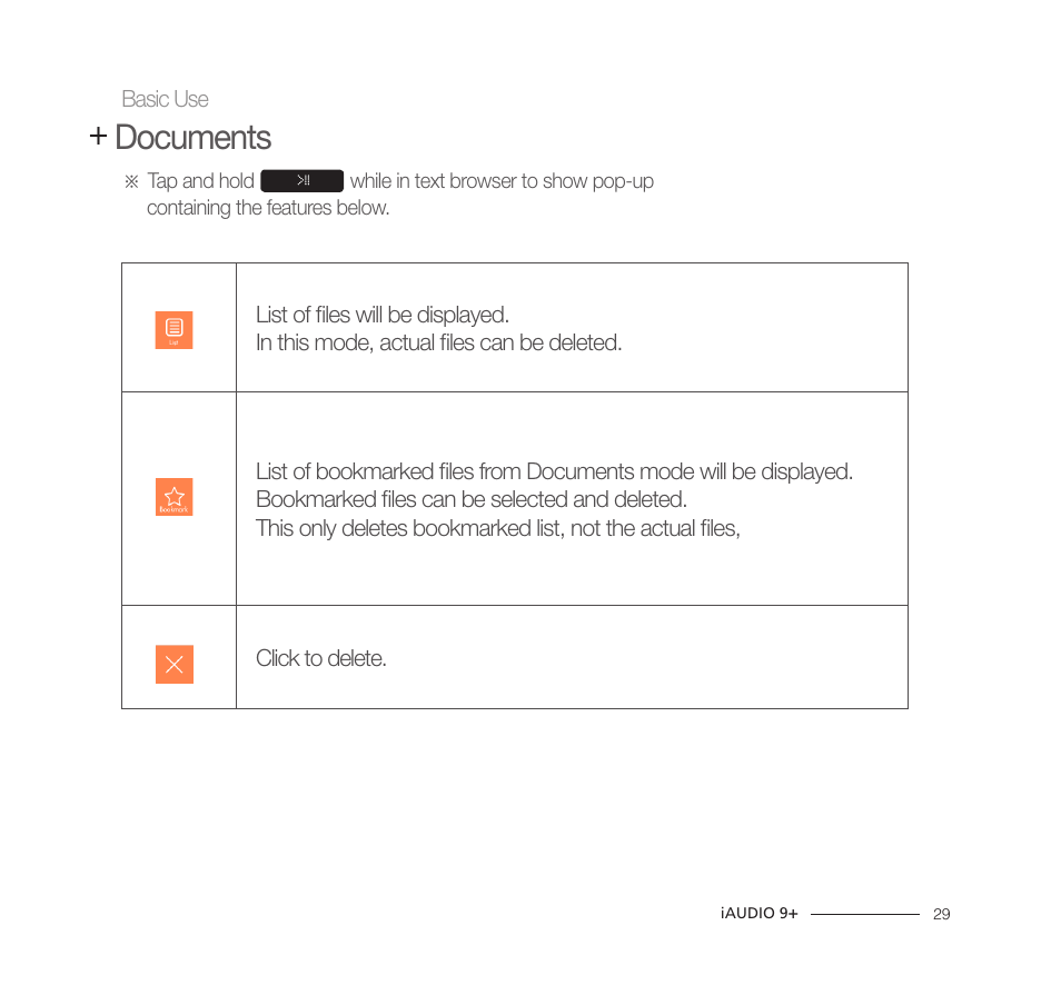 Documents, Settings | COWON iAUDIO9+ User Manual | Page 29 / 44