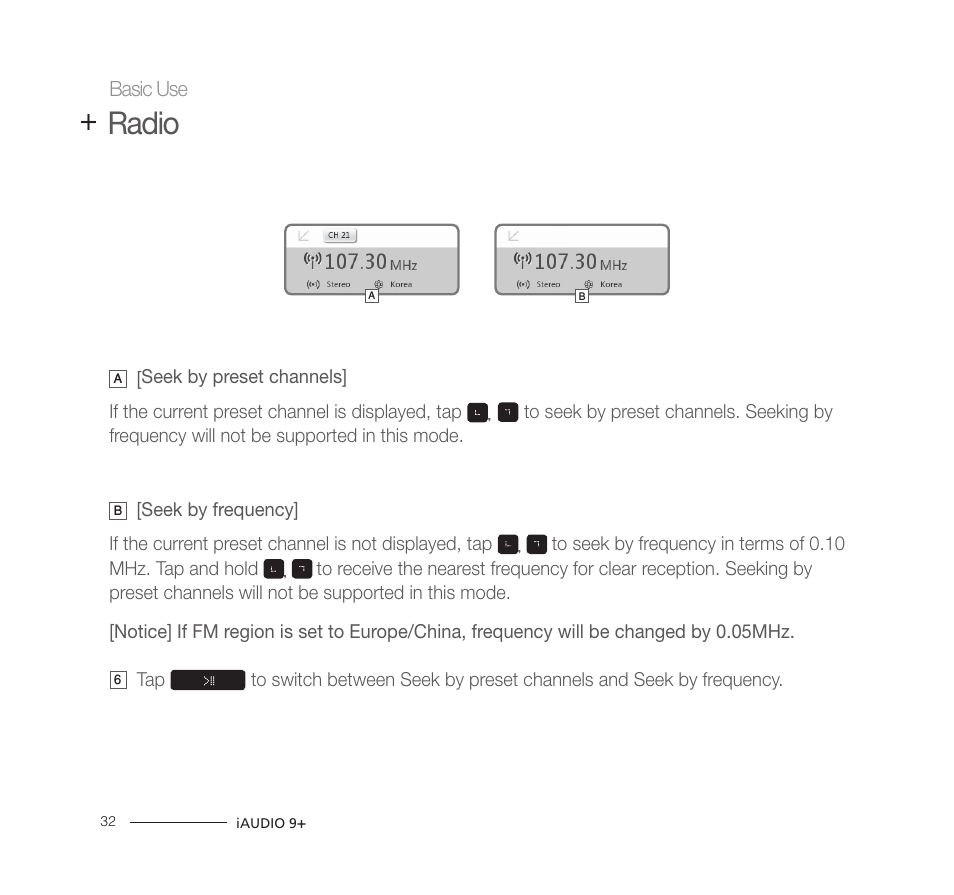Radio | COWON iAUDIO9+ User Manual | Page 32 / 44