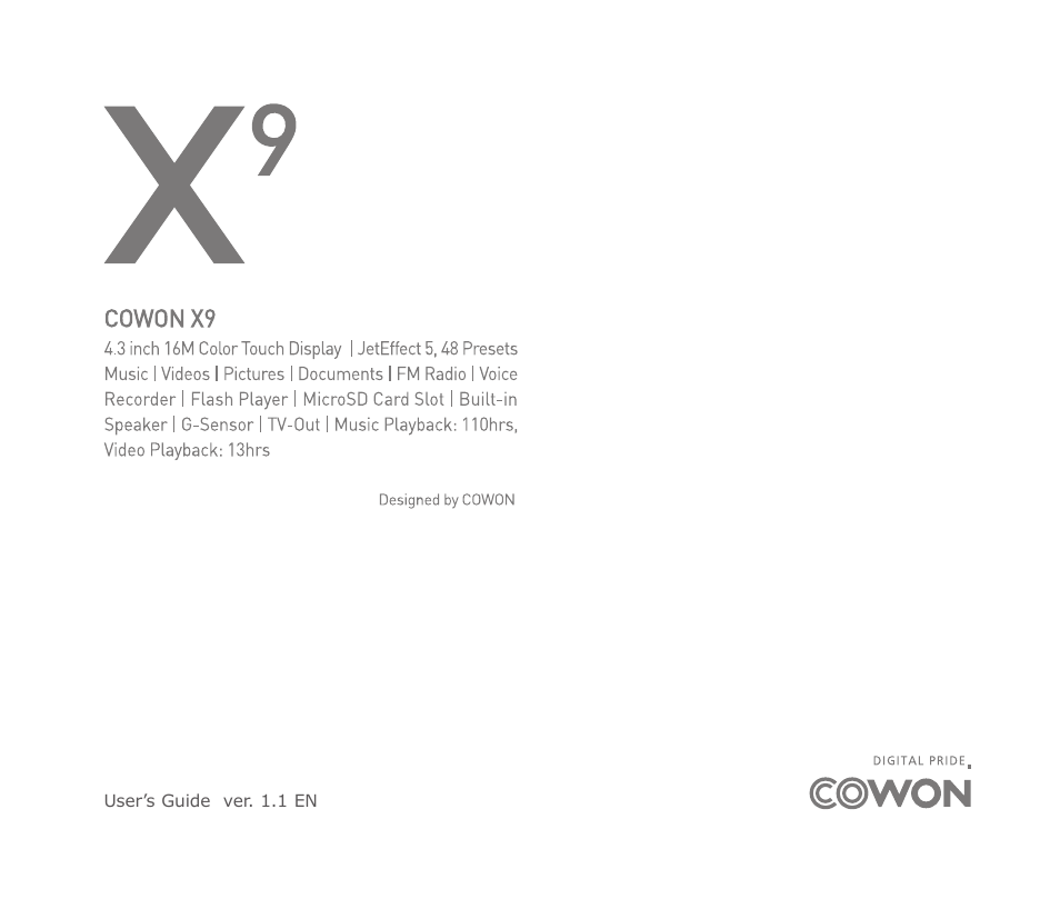 COWON X9 User Manual | 23 pages