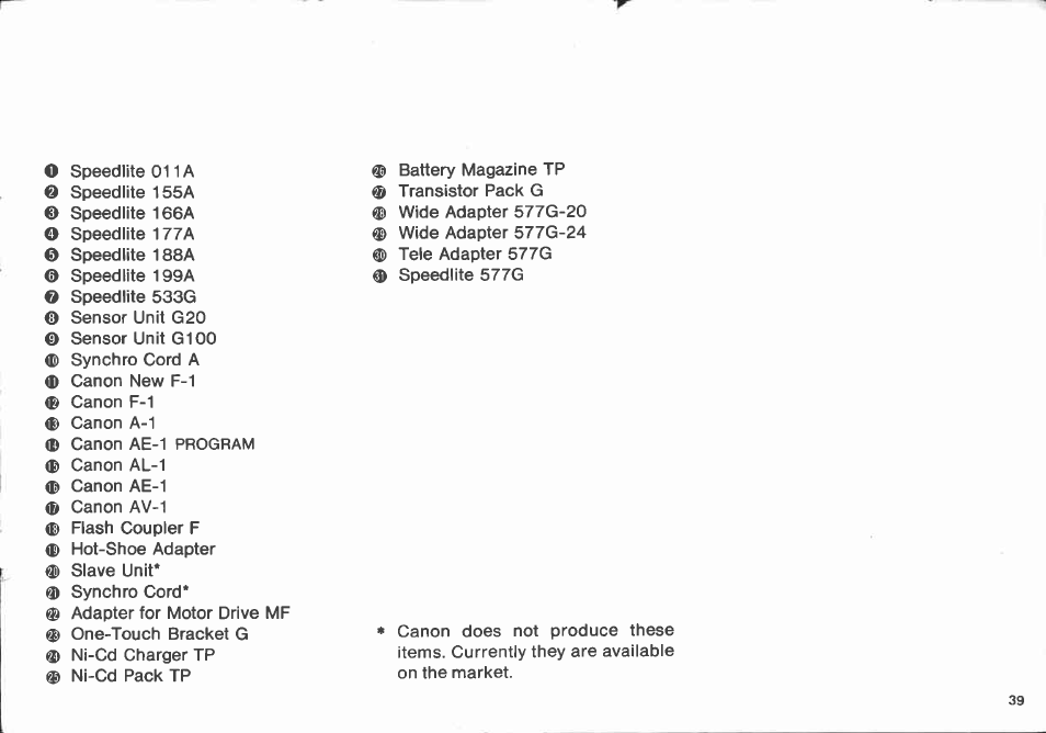 Care of the flash | Canon 577 G User Manual | Page 39 / 49