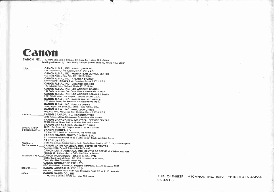 Specifications | Canon 577 G User Manual | Page 40 / 49