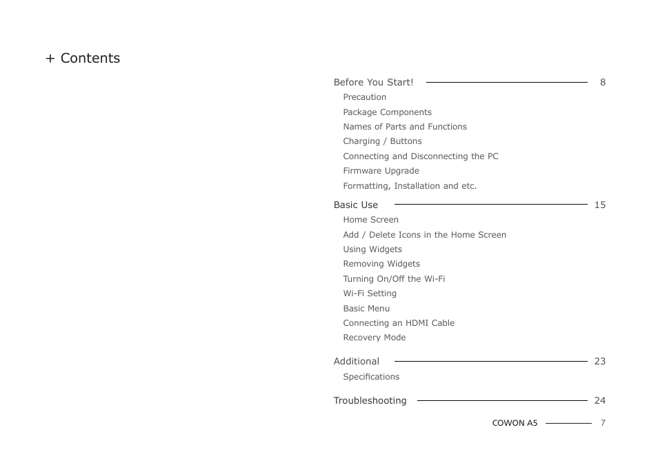 COWON A5 User Manual | Page 7 / 28