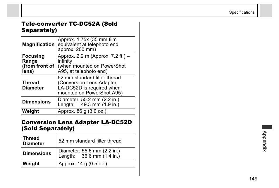 Canon A95 User Manual | Page 152 / 163