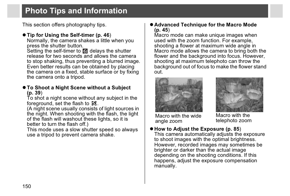 Photo tips and information | Canon A95 User Manual | Page 153 / 163