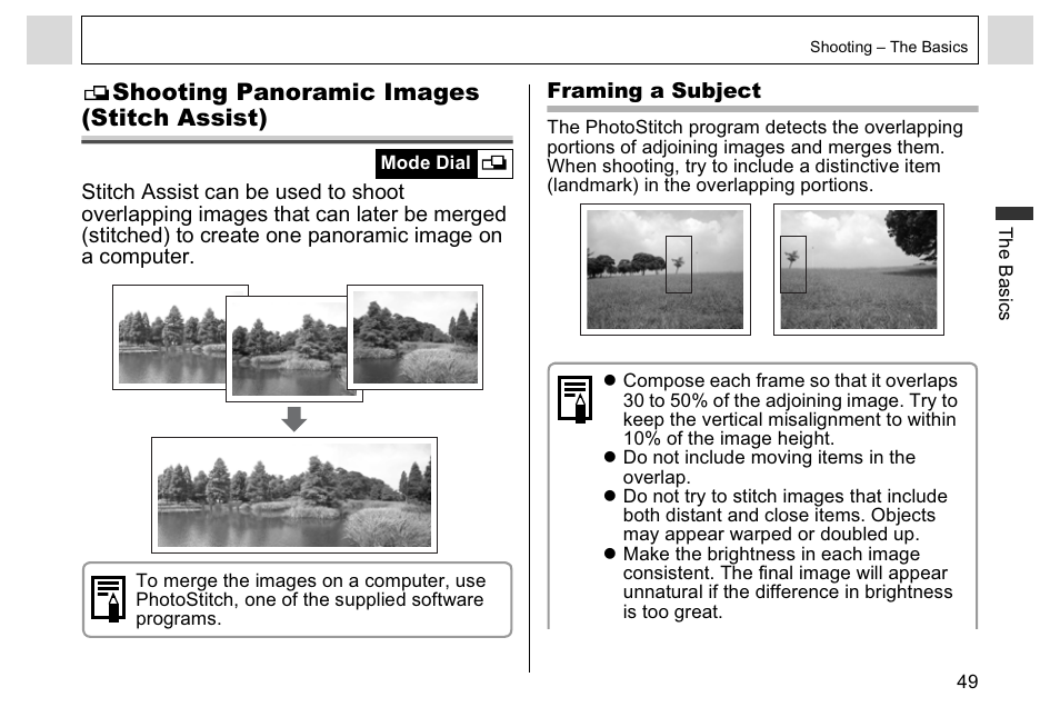 Shooting panoramic images (stitch assist) | Canon A95 User Manual | Page 51 / 163