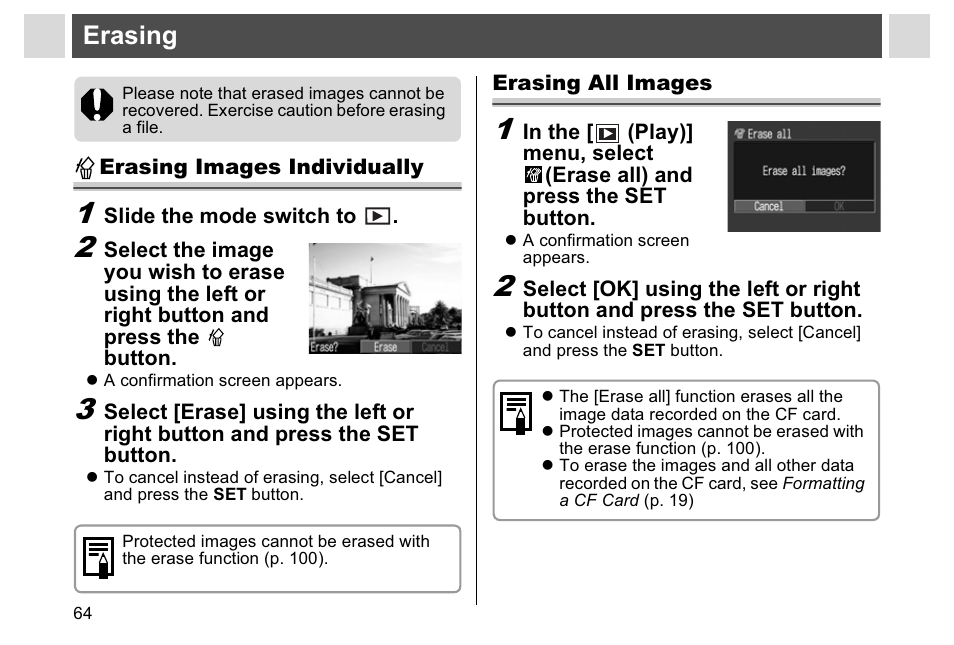 Erasing | Canon A95 User Manual | Page 66 / 163