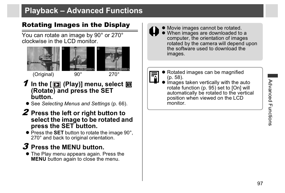 Playback – advanced functions | Canon A95 User Manual | Page 99 / 163