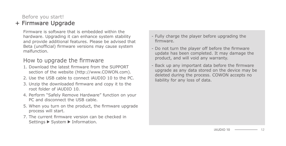 COWON iAUDIO 10 User Manual | Page 12 / 24