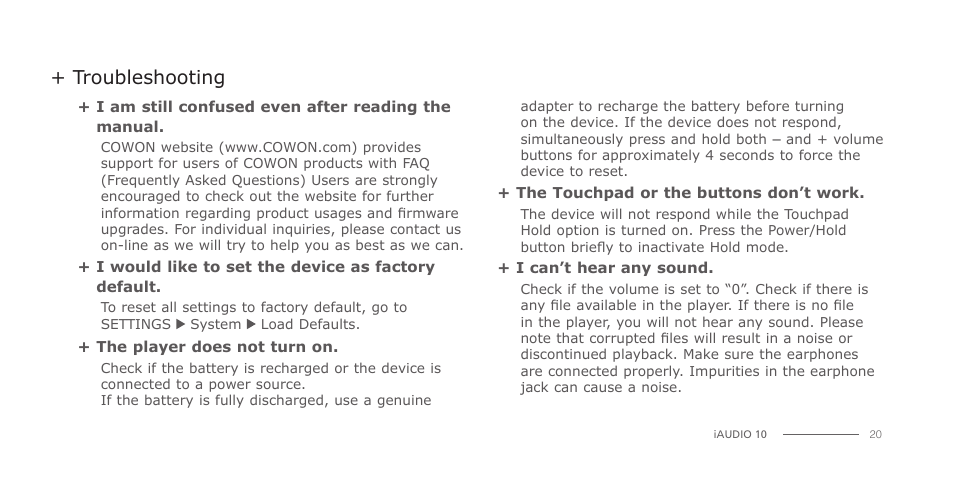 COWON iAUDIO 10 User Manual | Page 20 / 24