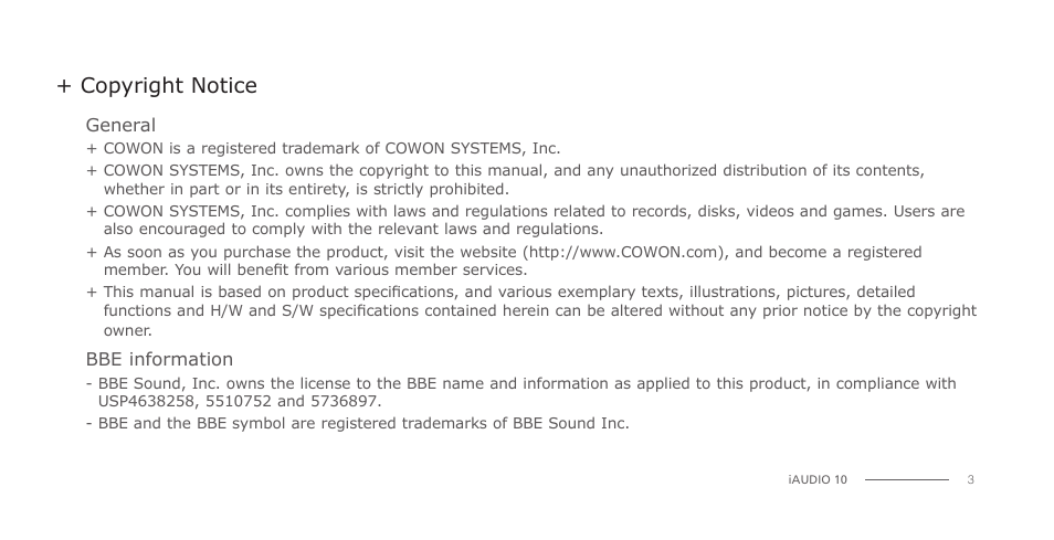 COWON iAUDIO 10 User Manual | Page 3 / 24