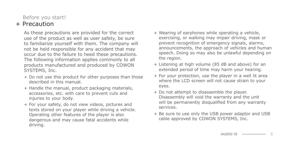 COWON iAUDIO 10 User Manual | Page 5 / 24