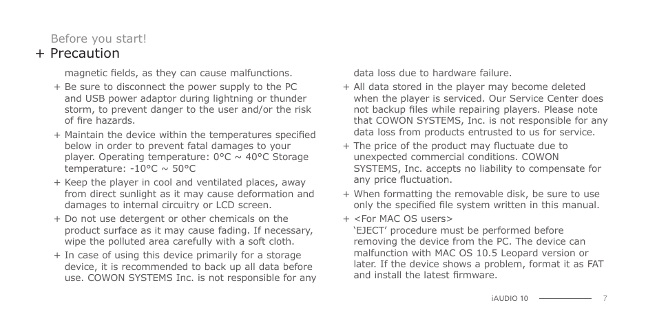 COWON iAUDIO 10 User Manual | Page 7 / 24