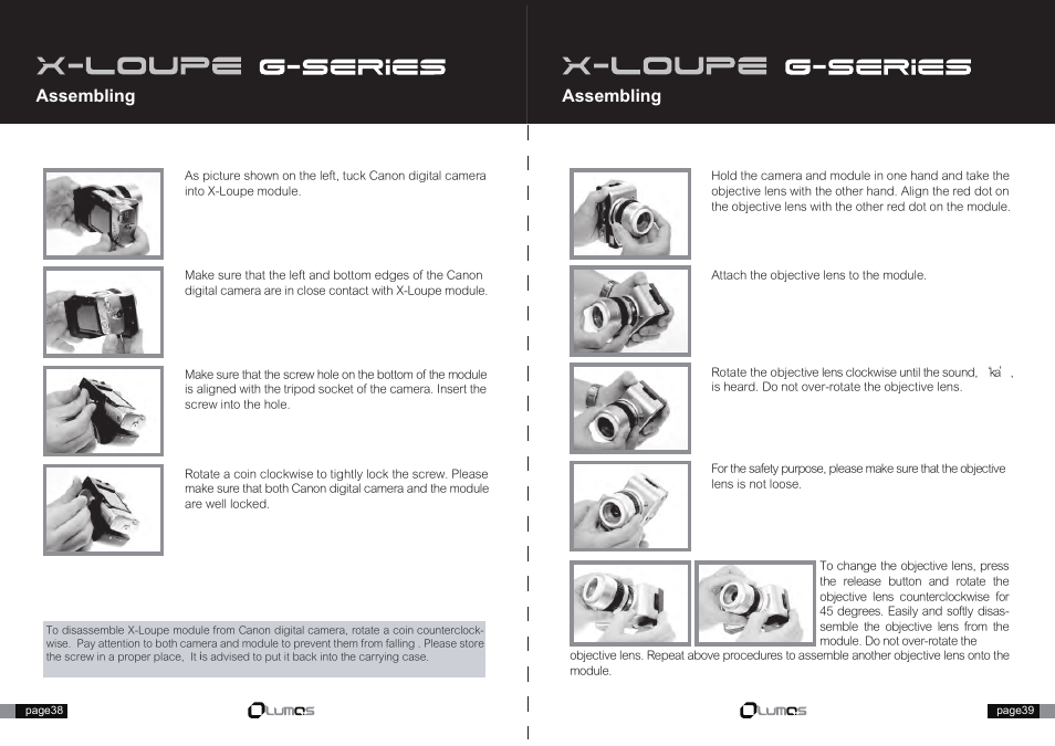 39.pdf, Assembling | Canon X-Loupe User Manual | Page 8 / 16