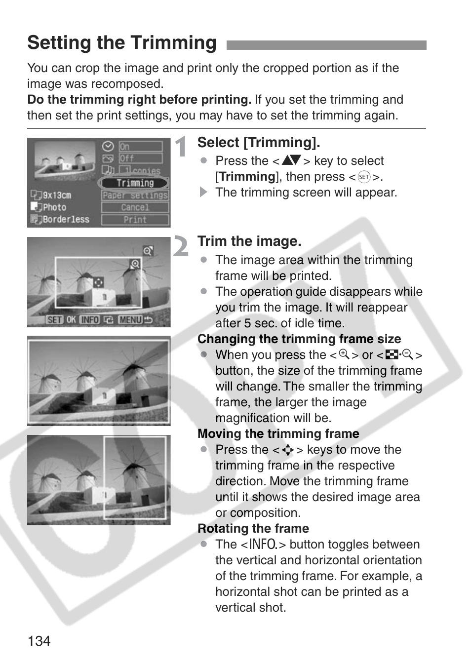 Setting the trimming | Canon EOS Rebel XT User Manual | Page 134 / 172