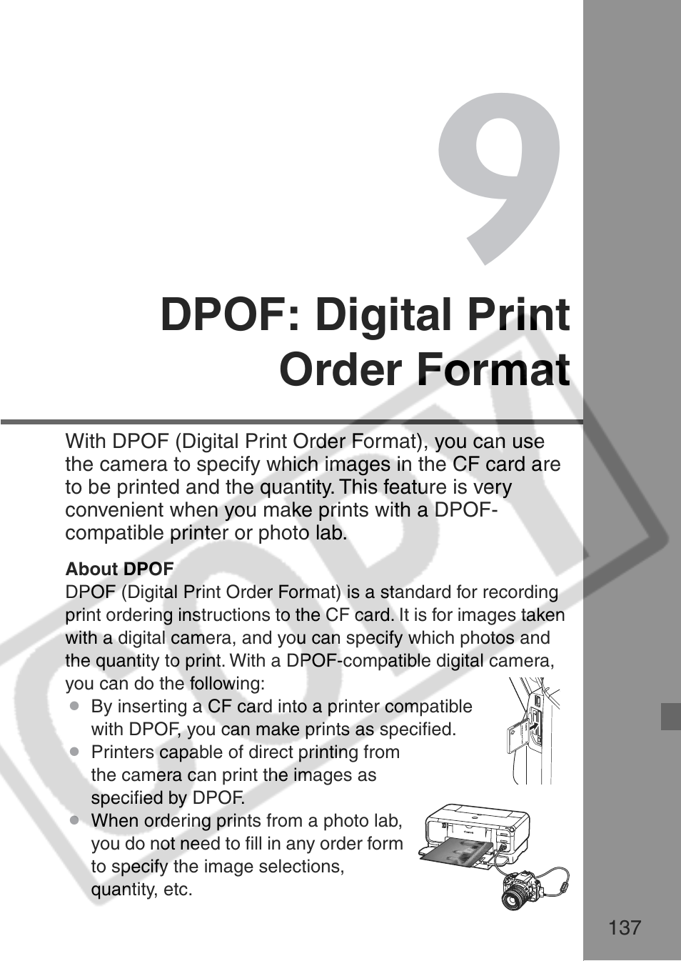 Dpof: digital print order format | Canon EOS Rebel XT User Manual | Page 137 / 172