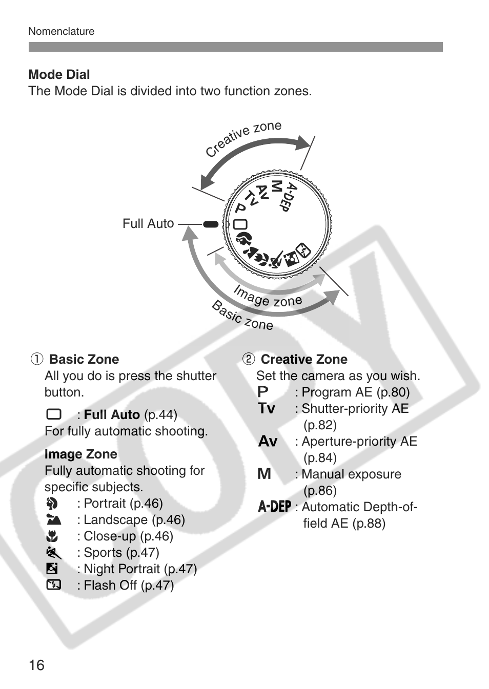 Canon EOS Rebel XT User Manual | Page 16 / 172