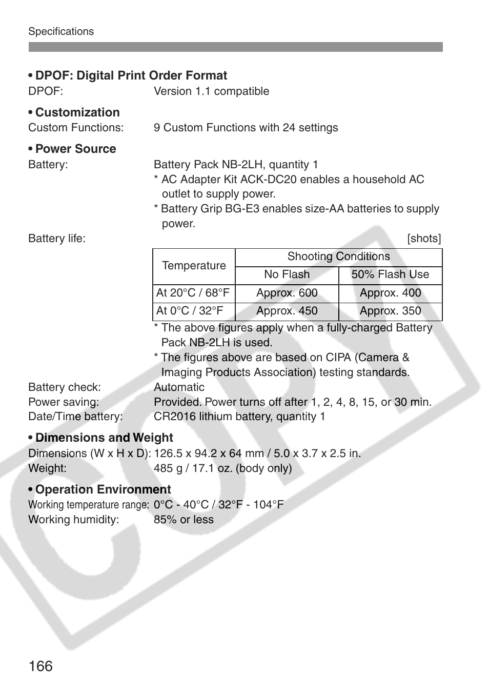 Canon EOS Rebel XT User Manual | Page 166 / 172