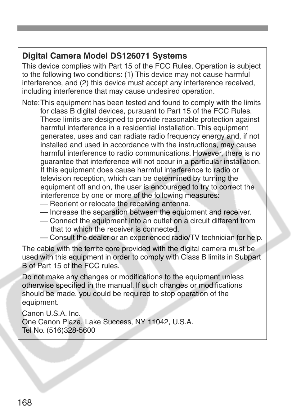 Canon EOS Rebel XT User Manual | Page 168 / 172
