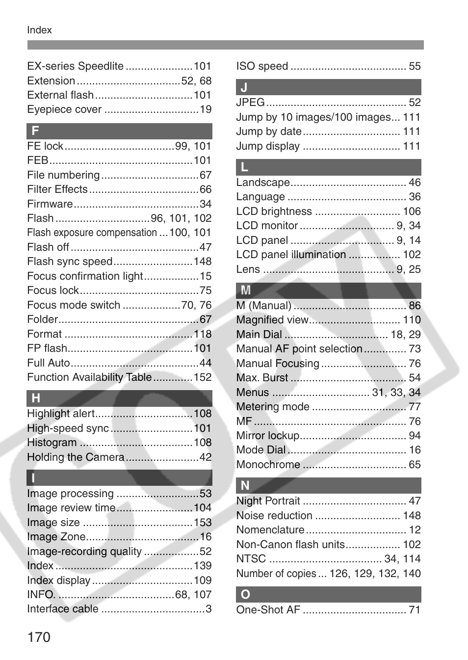 Canon EOS Rebel XT User Manual | Page 170 / 172