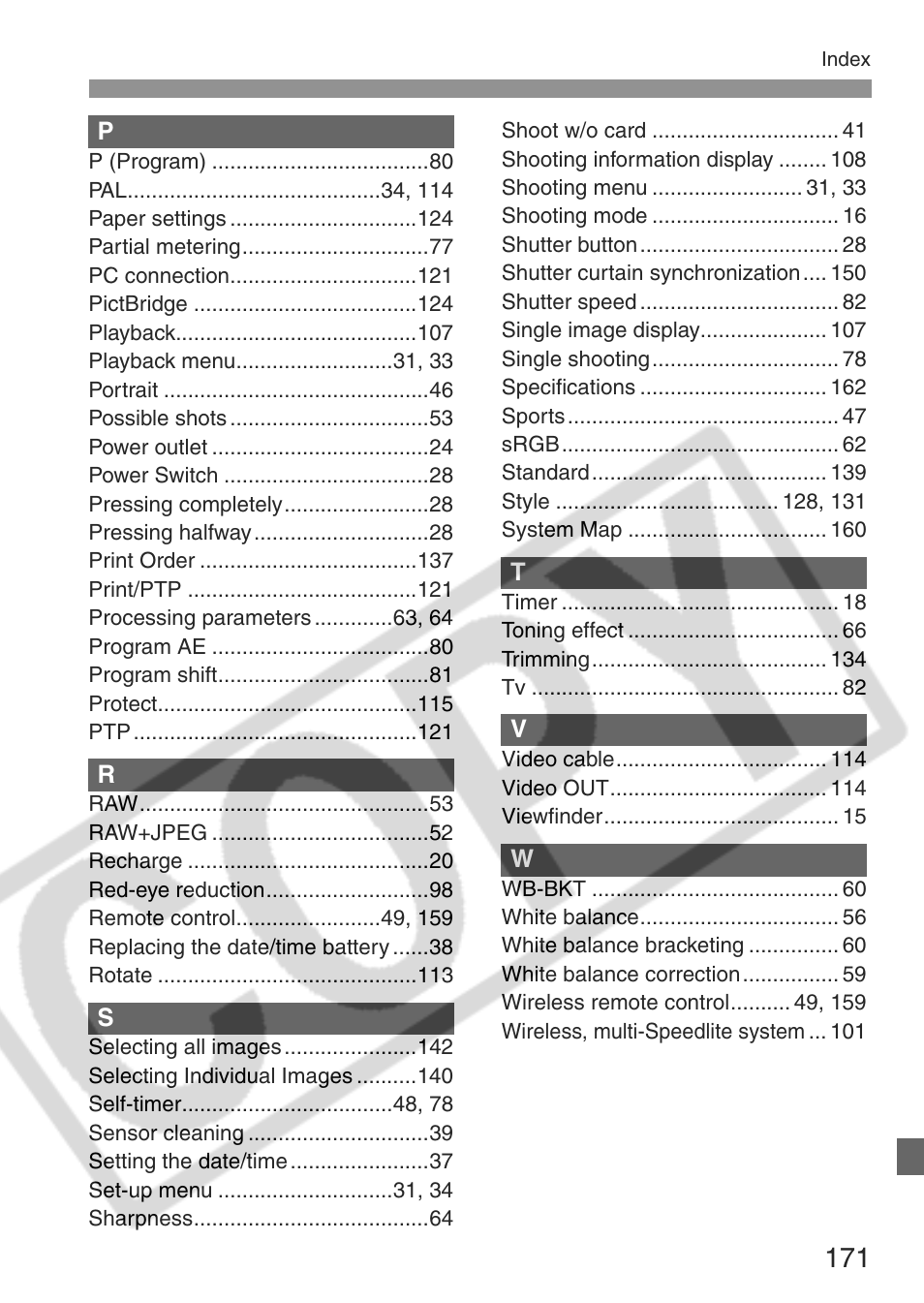 Canon EOS Rebel XT User Manual | Page 171 / 172