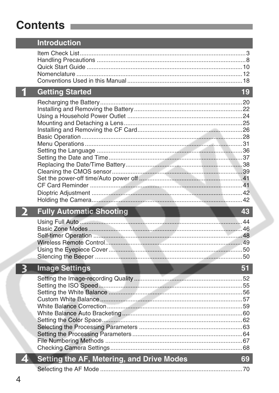 Canon EOS Rebel XT User Manual | Page 4 / 172