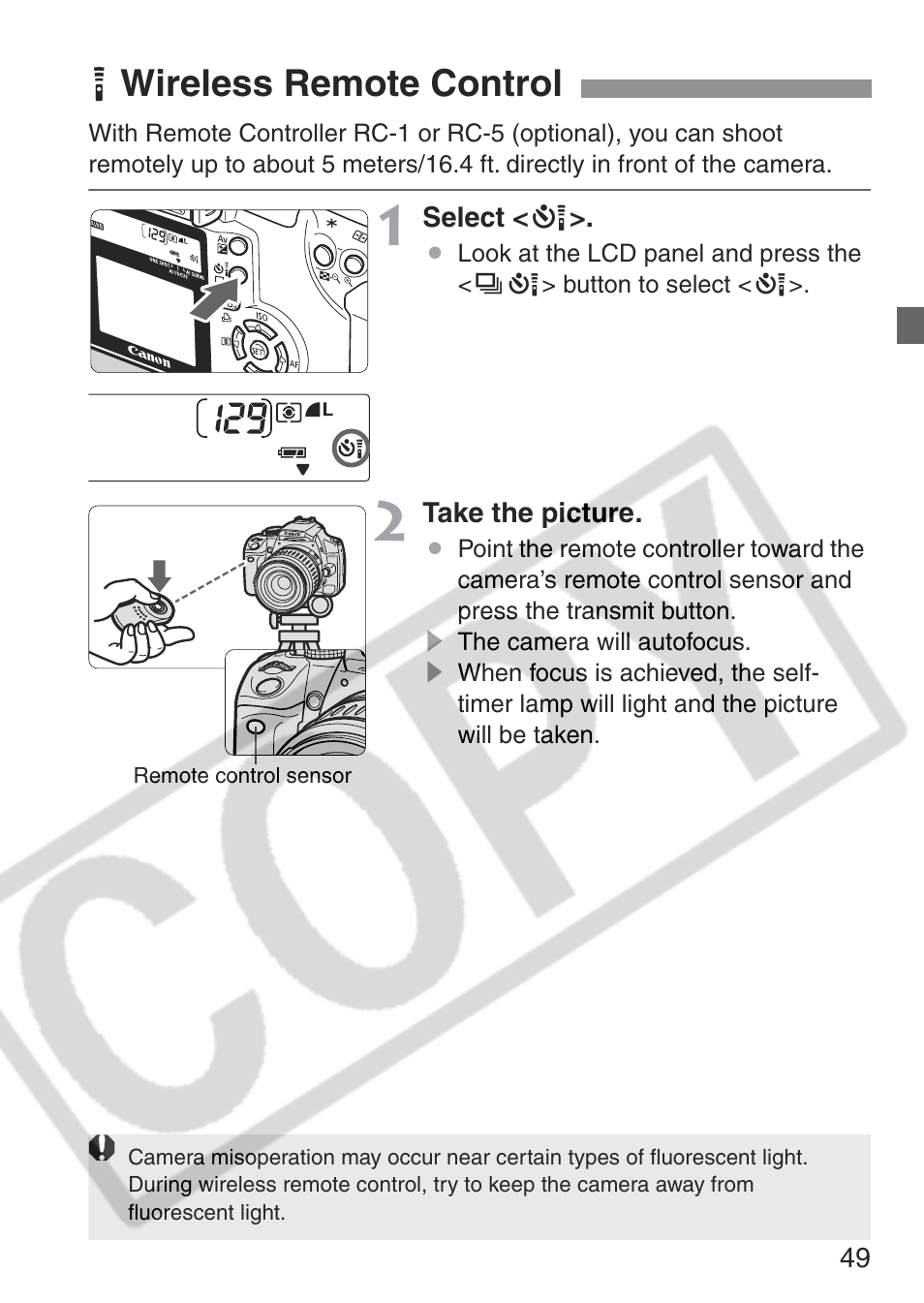 R wireless remote control | Canon EOS Rebel XT User Manual | Page 49 / 172