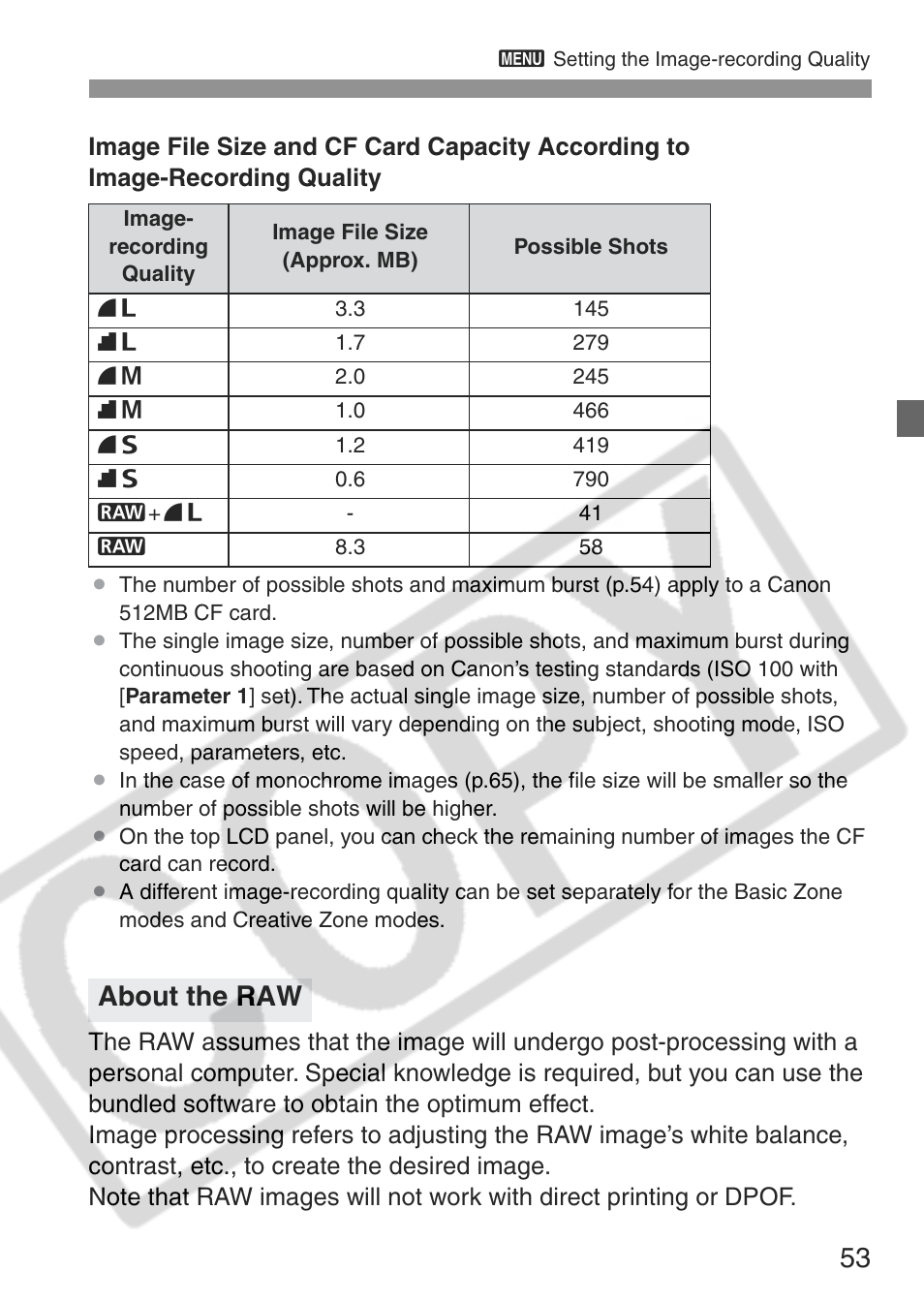 About the raw | Canon EOS Rebel XT User Manual | Page 53 / 172