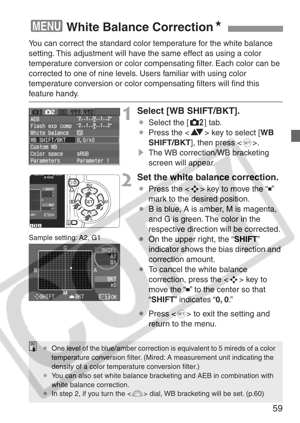 White balance correction n | Canon EOS Rebel XT User Manual | Page 59 / 172