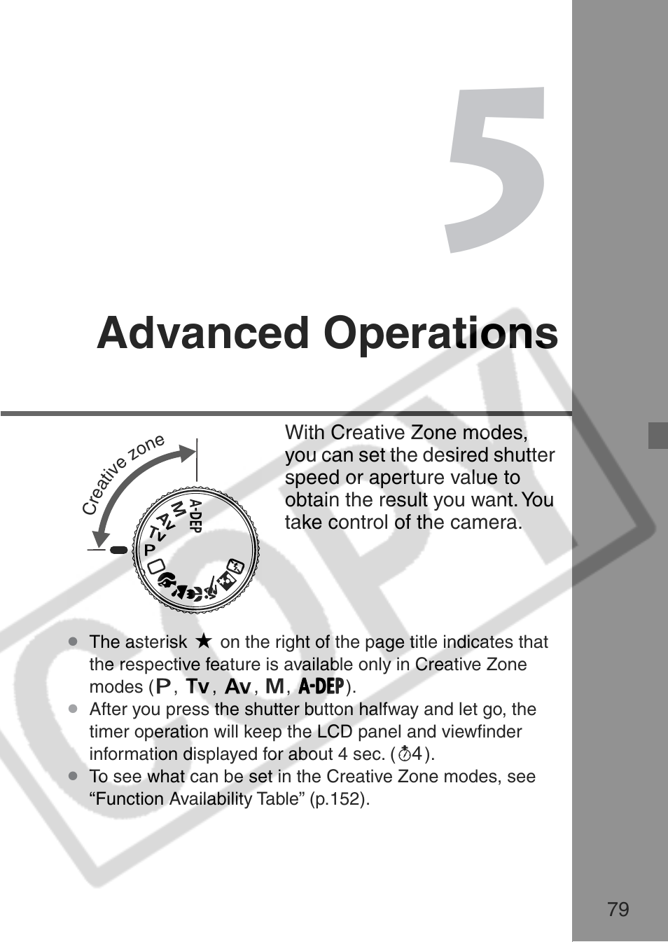 Advanced operations | Canon EOS Rebel XT User Manual | Page 79 / 172