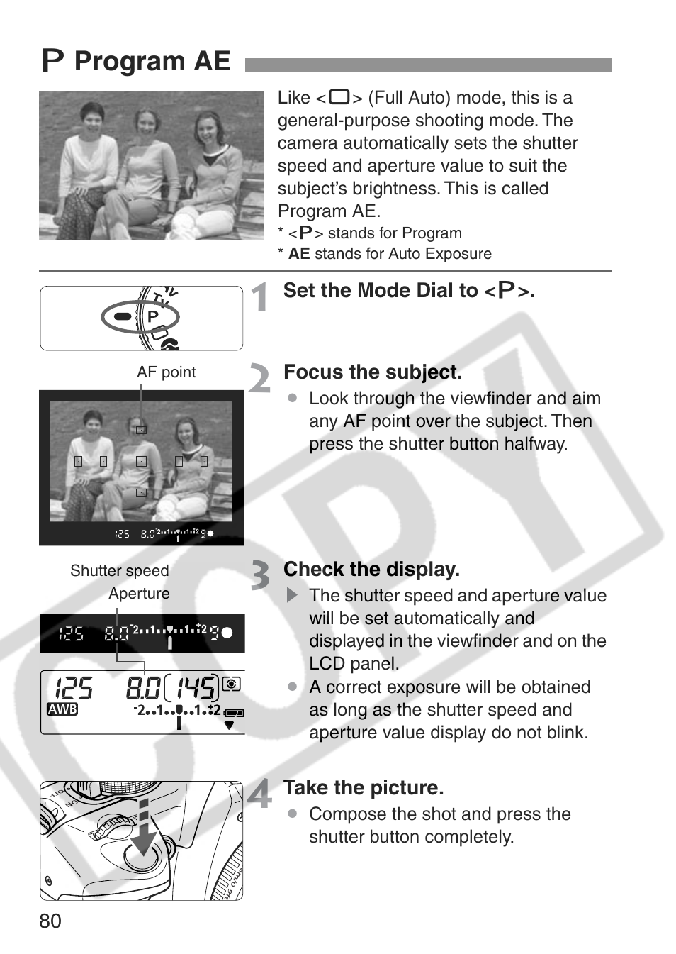 D program ae | Canon EOS Rebel XT User Manual | Page 80 / 172