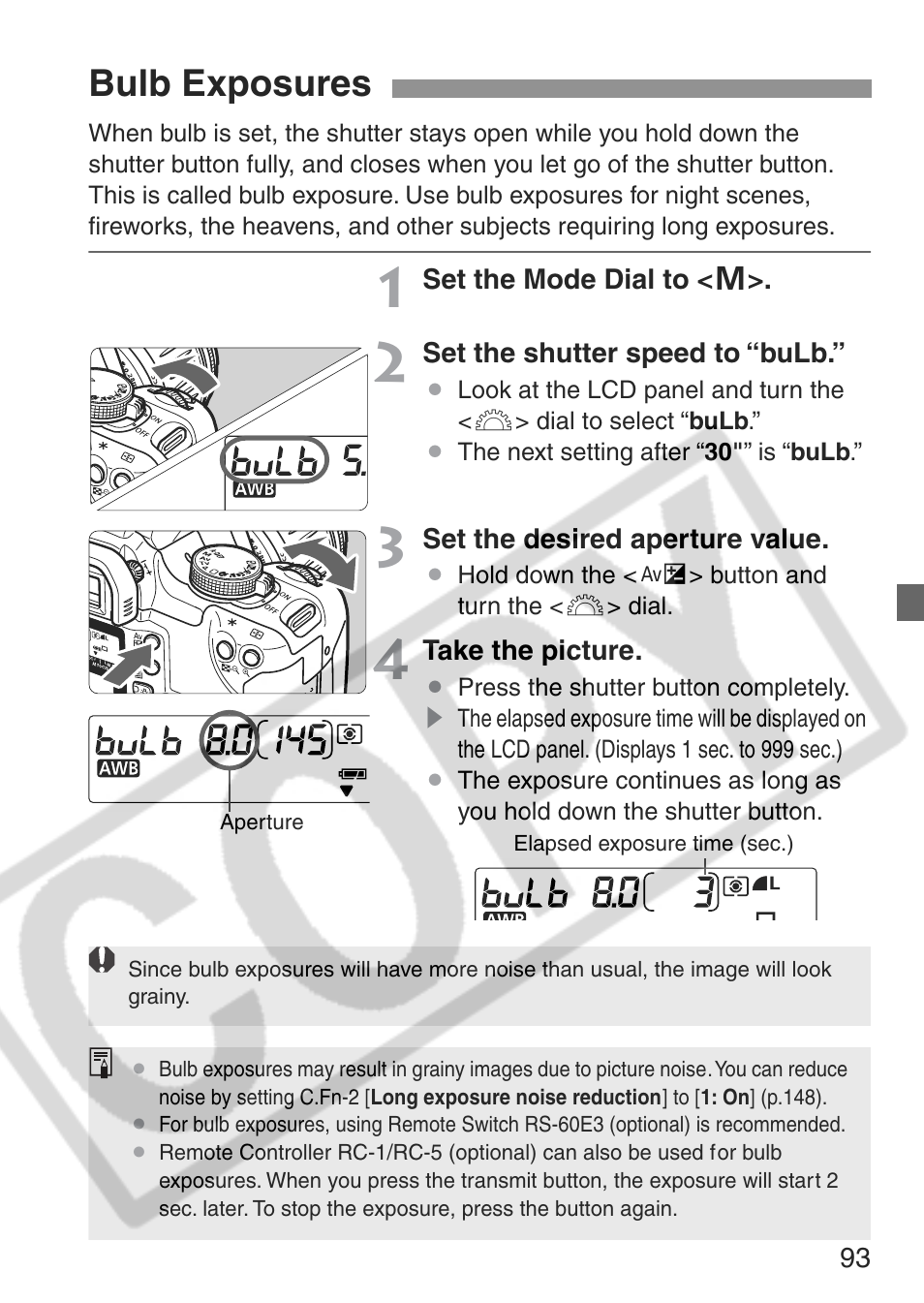 Bulb exposures | Canon EOS Rebel XT User Manual | Page 93 / 172