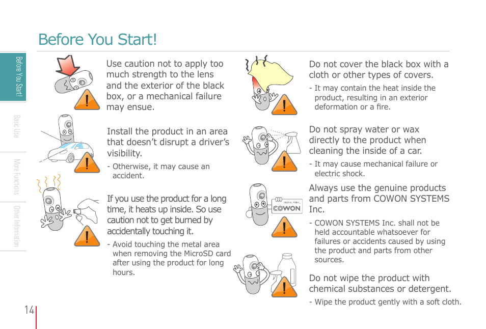 Before you start | COWON AD1 User Manual | Page 14 / 47