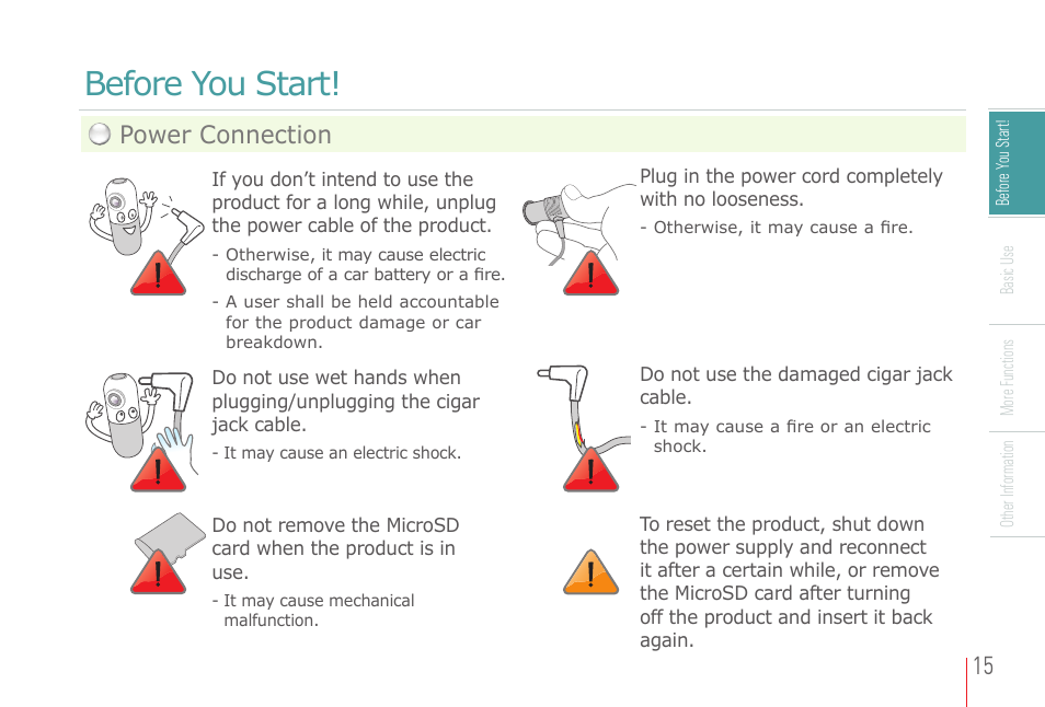 Before you start, Power connection | COWON AD1 User Manual | Page 15 / 47