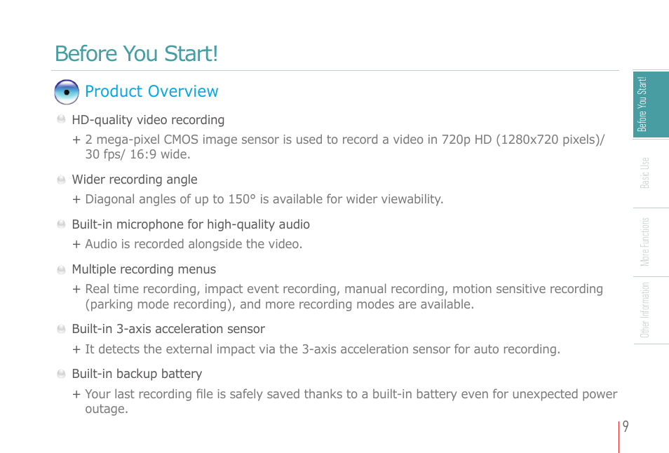 Before you start, Product overview | COWON AD1 User Manual | Page 9 / 47