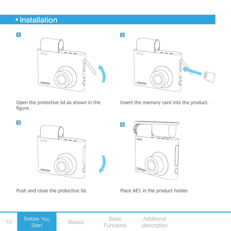 Installation | COWON AE1 User Manual | Page 10 / 35