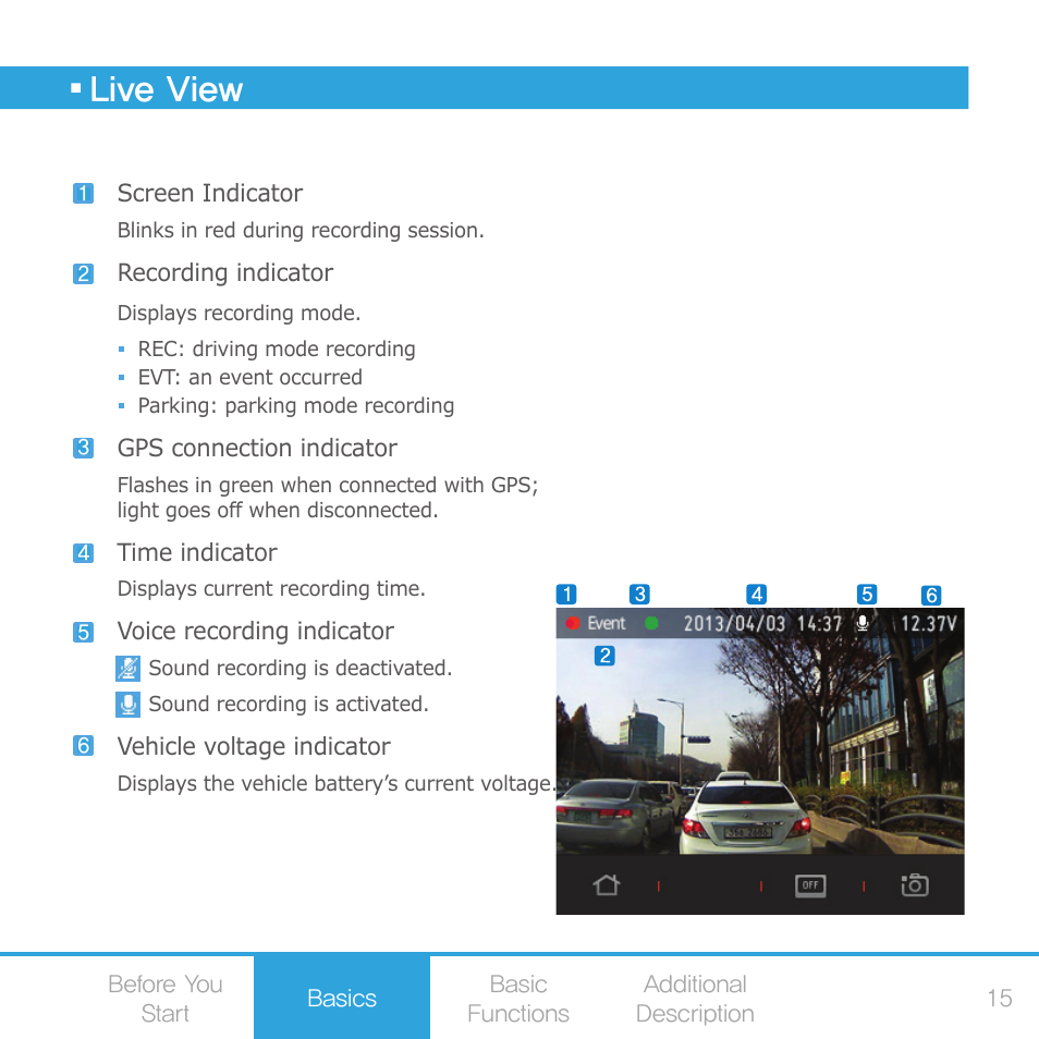 Live view | COWON AE1 User Manual | Page 15 / 35