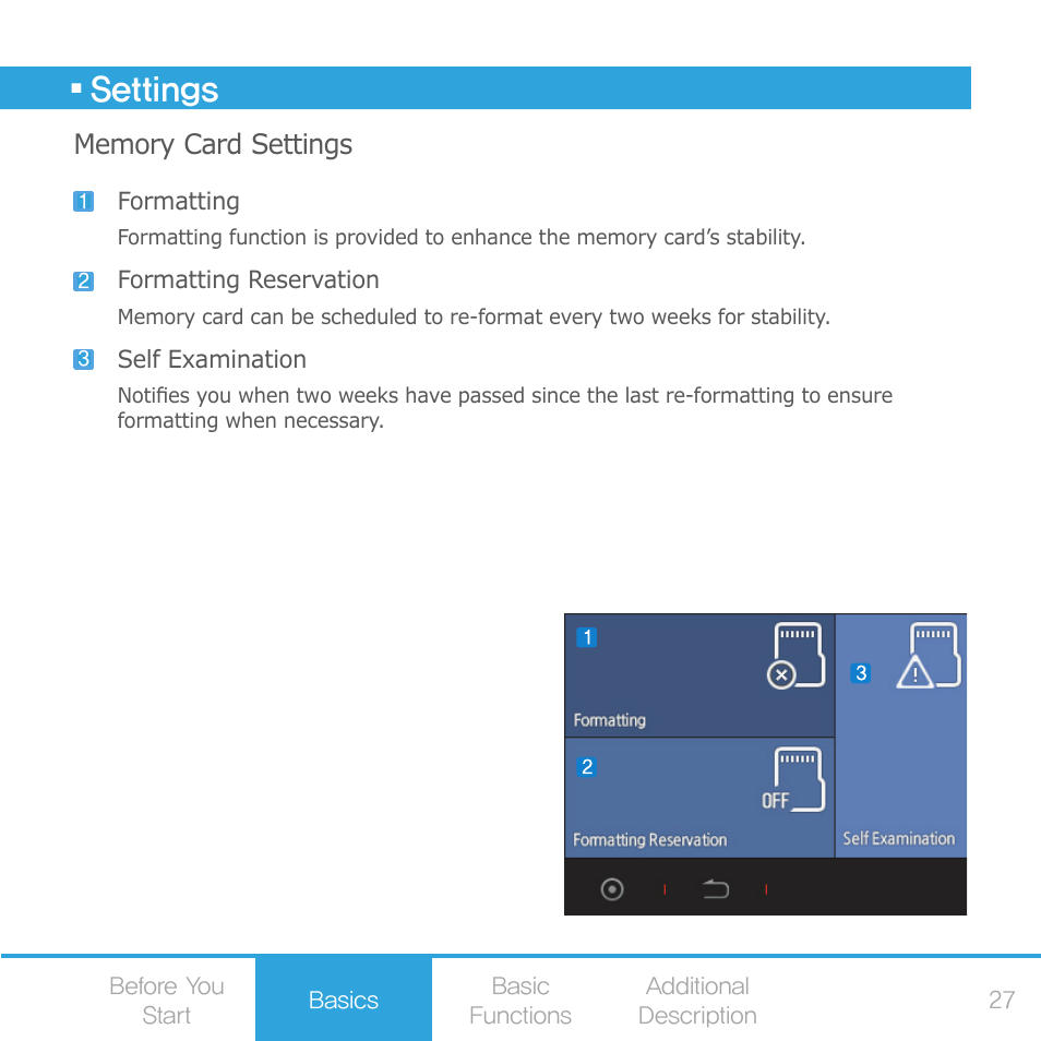 Settings | COWON AE1 User Manual | Page 27 / 35