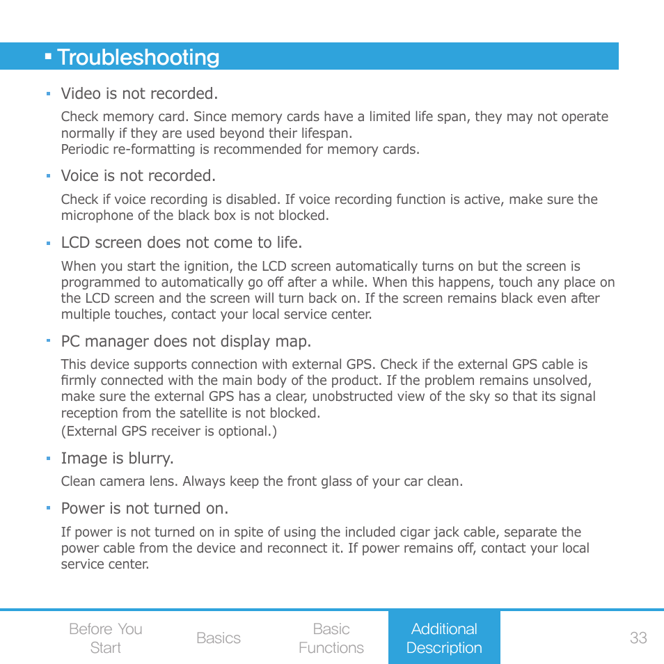 Troubleshooting | COWON AE1 User Manual | Page 33 / 35