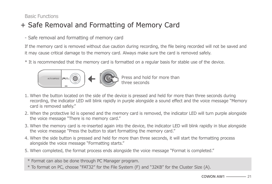 COWON AW1 User Manual | Page 21 / 33