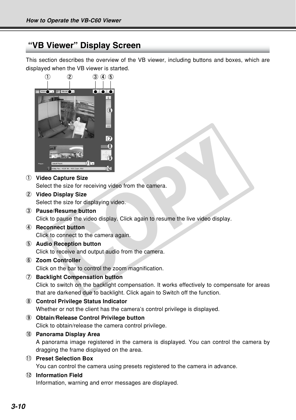 Cop y, Vb viewer” display screen | Canon VB-C60 User Manual | Page 108 / 162