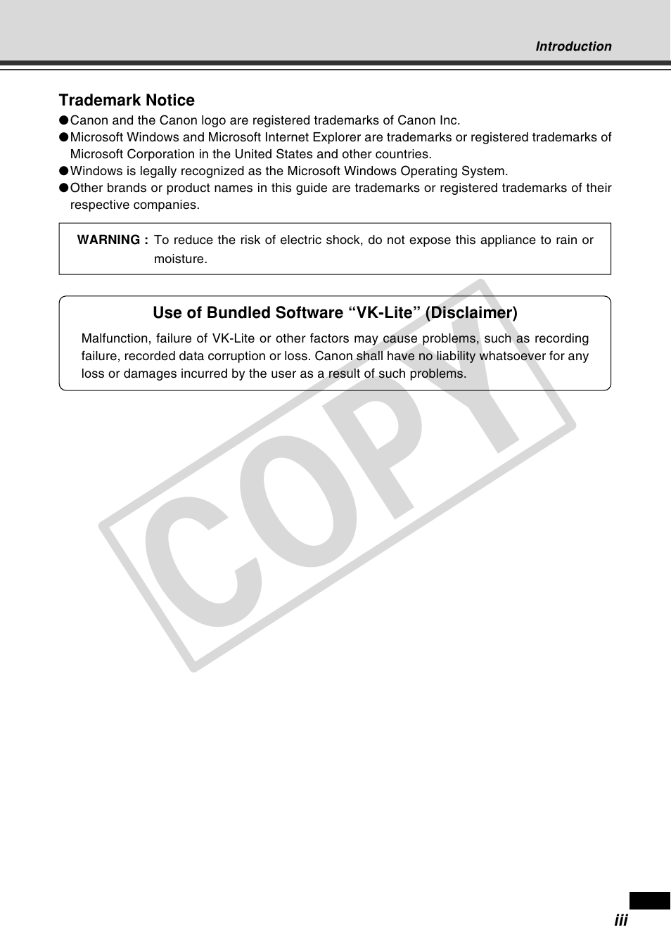 Cop y | Canon VB-C60 User Manual | Page 3 / 162
