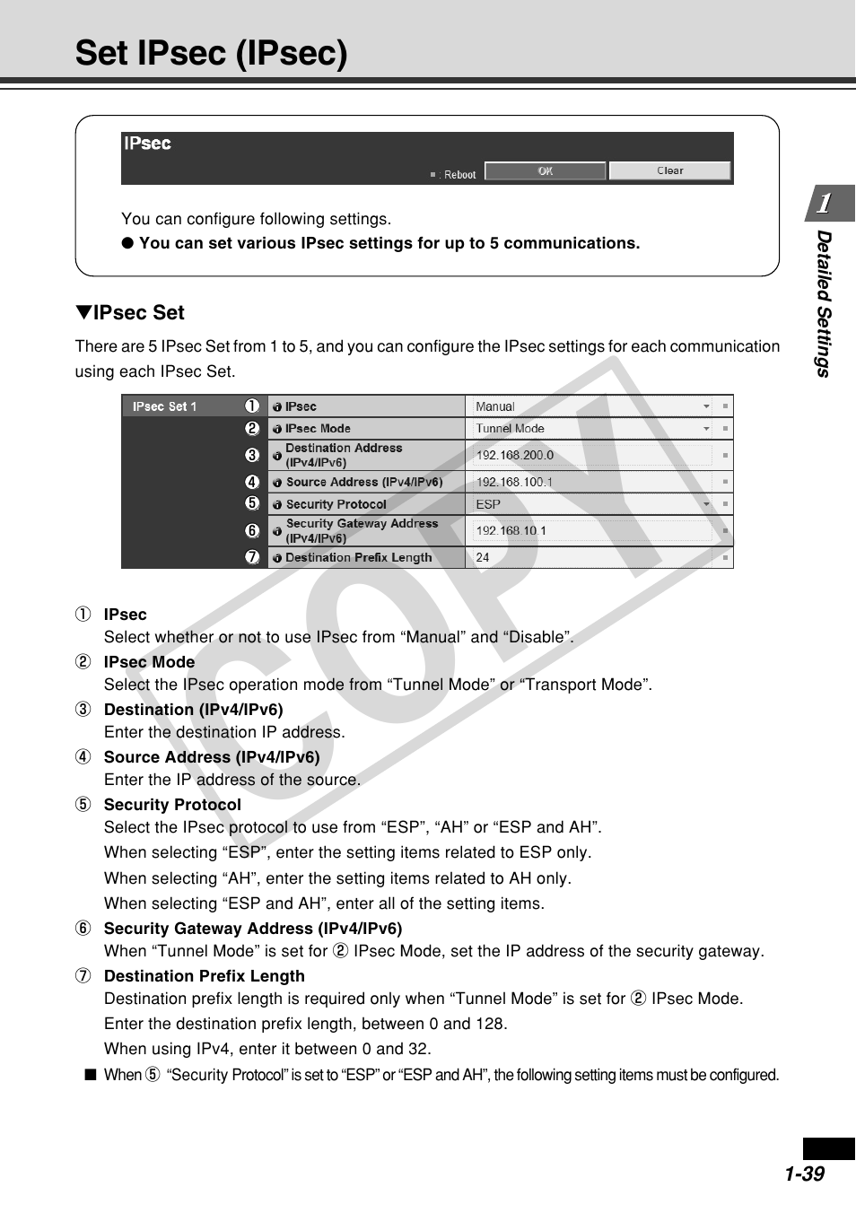 Cop y, Set ipsec (ipsec) | Canon VB-C60 User Manual | Page 53 / 162