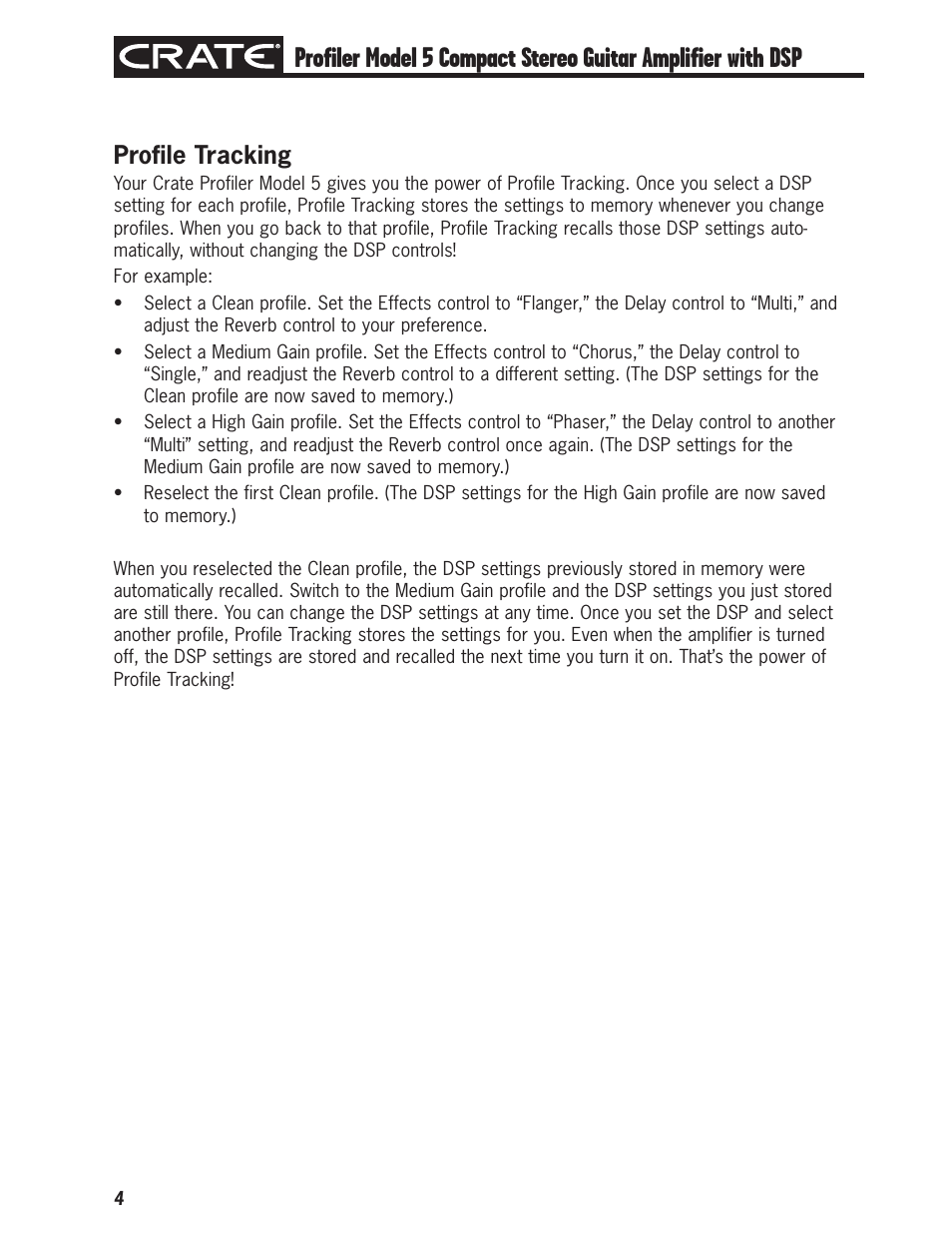 Profile tracking | Crate Profiler5 User Manual | Page 4 / 12